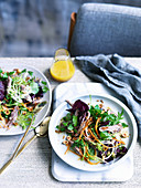 Confit duck salad with honey and hazelnut dressing