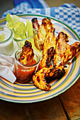 Chicken wings with two kinds of sauces