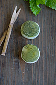 Mochi with green tea (Japanese rice cakes)