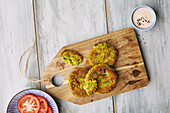 Couscous fritters with a tomato and horseradish dip