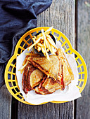 Ham and Cheese Toasties with Sweet Chilli and Fries