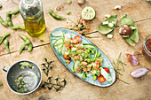 Salmon tartare with avocado and soya beans