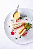 Langoustines with butter sauce (top view)