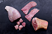 Various cuts of pork
