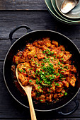 Hungarian goulash with potatoes and parsley
