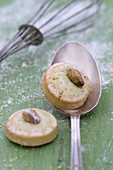Iced pistachio biscuits