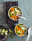 Miso and vegetables soup with konjak noodles (low carb)