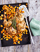Oven-roasted butterfly chicken with sweet potatoes (low carb)