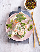 Summer rolls with a spicy dip (low carb)