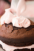 Decorating and finishing Chocolate Cake