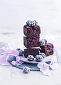 Blackberry brownies with frozen blackberries