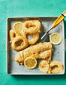 Fried fish with onion rings