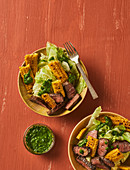Sweetcorn and steak salad with quick chimichuri