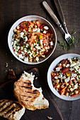 Chickpea salad with feta cheese