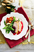 Christmas Roasted Berkshire pork loin with cherry and ginger jam