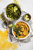 Cavolo nero mallung and red lentil dhal