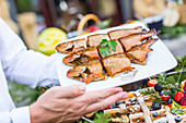 Barbecue smoked fish on catering