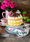 Lime layer cake with berries