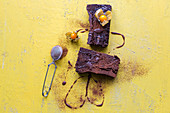 Chocolate fudge cake with physalis