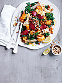 Wilted silverbeet with chickpeas, chorizo and crispy potatoes