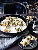 Steamed XO oysters with bacon crumb