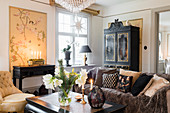Cosy Christmas decorations in classic living room