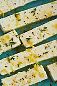 Marinated feta slices