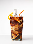 Iced coffee with oranges