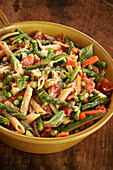 Penne with spring vegetables