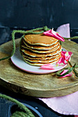 Classic pancakes with rose petals