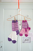 Self-knitted children's socks for girls
