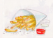 Pommes in Papiertüte (Illustration)