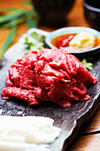 Geschnittenes rohes Rindfleisch (Korea)