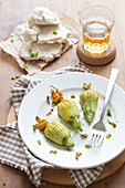 Stuffed courgette flowers