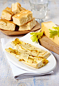Celery with cheese and focaccia