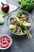 Roasted fennel and broccoli salad with pickled onion