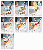 Pfirsich-Melba-Eiskuchen zubereiten