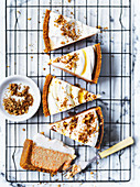 No-bake carrot cake topped with cream and chopped walnuts