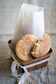 Cinnamon-sugar biscuits in a wooden box
