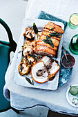 Sage rubbed porchetta with quince glaze