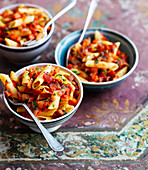 Penne Primavera with tomatoes and onions