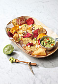 Vegetable chips with Guacamole