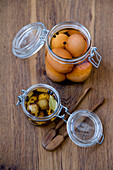 Pickled chicken and quail eggs