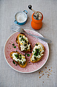 Crostini with egg salad and capers