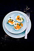 Russian deviled eggs with caviar