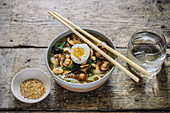 Noodle soup with mushrooms and egg (Asia)