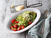 Zoodles with wild garlic pesto (low carb)