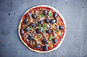 Onion, Anchovy and Olive Pizza