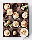 Apple, chai and ricotta muffins with apple dukkah