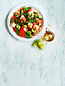 Veganer Wassermelonen-Radieschen-Salat mit Tofu und Nam-Jim-Sauce
